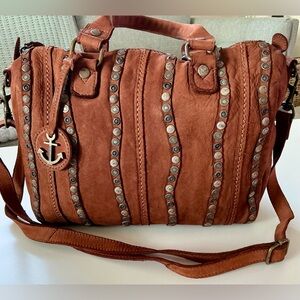 Harbour 2ND Cognac Studded Satchel